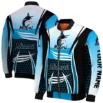 custom miami marlins mesh effect blue black bomber jacket best selling