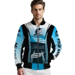 custom miami marlins mesh effect blue black bomber jacket best selling