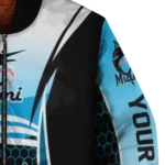 custom miami marlins mesh effect blue black bomber jacket best selling