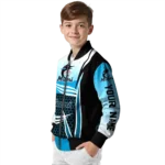 custom miami marlins mesh effect blue black bomber jacket best selling