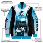 custom miami marlins mesh effect blue black varsity jacket best selling