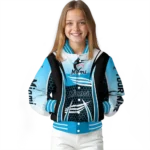 custom miami marlins mesh effect blue black varsity jacket best selling