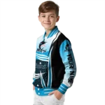 custom miami marlins mesh effect blue black varsity jacket best selling