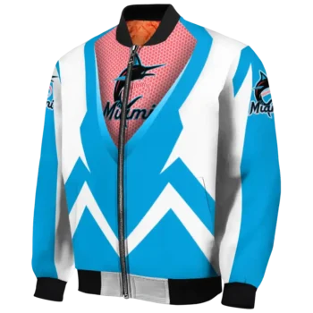 custom miami marlins v stripes blue white bomber jacket best selling