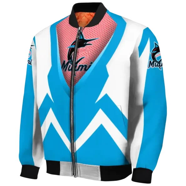 custom miami marlins v stripes blue white bomber jacket best selling
