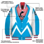 custom miami marlins v stripes blue white varsity jacket best selling
