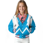 custom miami marlins v stripes blue white varsity jacket best selling