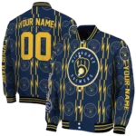 custom milwaukee brewers bolt stripe navy blue varsity jacket best selling