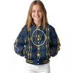 custom milwaukee brewers bolt stripe navy blue varsity jacket best selling