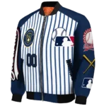 custom milwaukee brewers eagle baseball navy blue white bomber jacket best selling