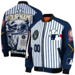 custom milwaukee brewers eagle baseball navy blue white bomber jacket best selling