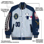 custom milwaukee brewers eagle baseball navy blue white varsity jacket best selling