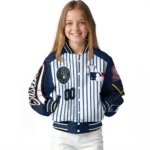 custom milwaukee brewers eagle baseball navy blue white varsity jacket best selling