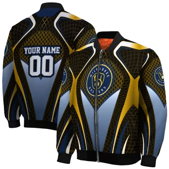 custom milwaukee brewers mesh chest gold crocs black bomber jacket fashion forward