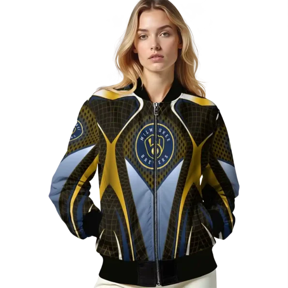 custom milwaukee brewers mesh chest gold crocs black bomber jacket latest model