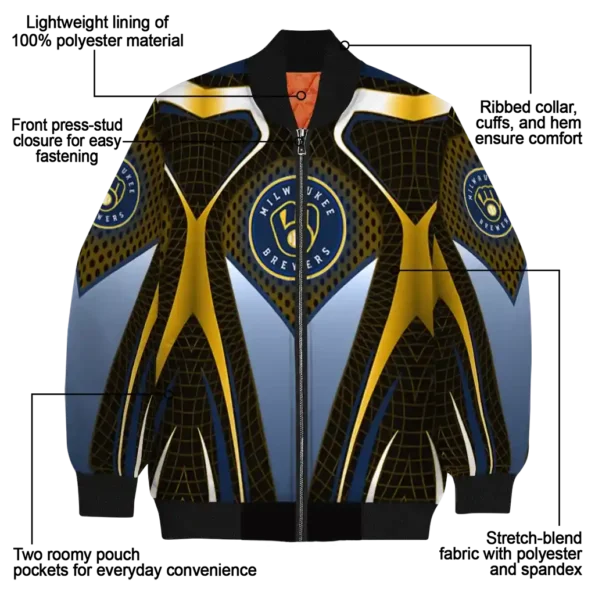 custom milwaukee brewers mesh chest gold crocs black bomber jacket new arrival