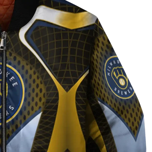 custom milwaukee brewers mesh chest gold crocs black bomber jacket premium grade