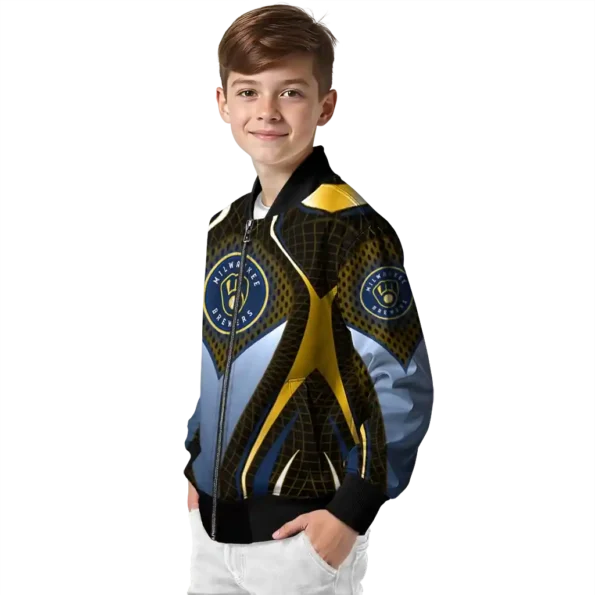 custom milwaukee brewers mesh chest gold crocs black bomber jacket trendy