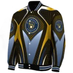 custom milwaukee brewers mesh chest gold crocs black varsity jacket best selling