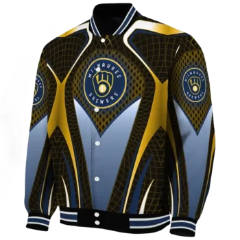 custom milwaukee brewers mesh chest gold crocs black varsity jacket best selling