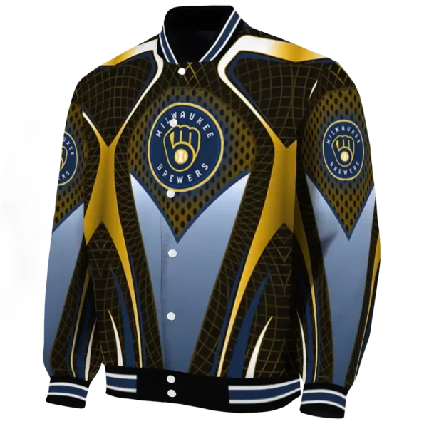 custom milwaukee brewers mesh chest gold crocs black varsity jacket best selling