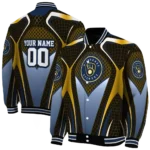 custom milwaukee brewers mesh chest gold crocs black varsity jacket best selling