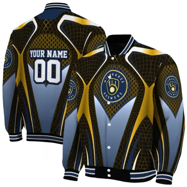 custom milwaukee brewers mesh chest gold crocs black varsity jacket fashion forward