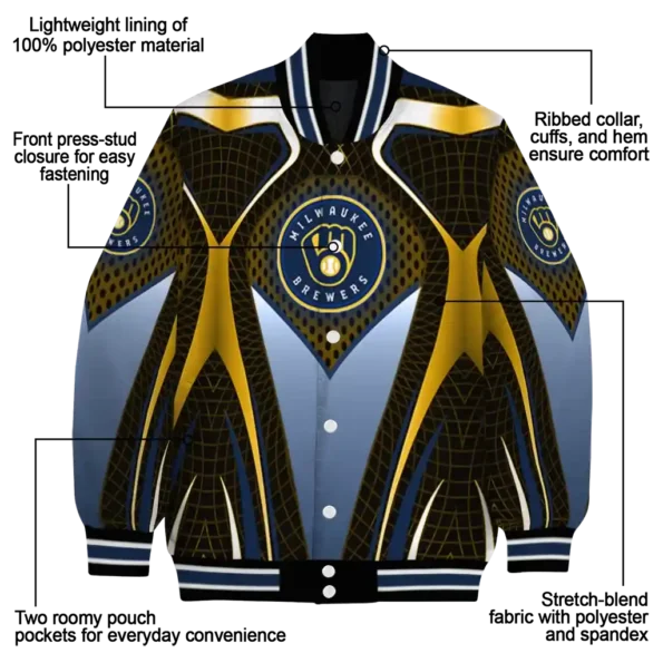 custom milwaukee brewers mesh chest gold crocs black varsity jacket new arrival