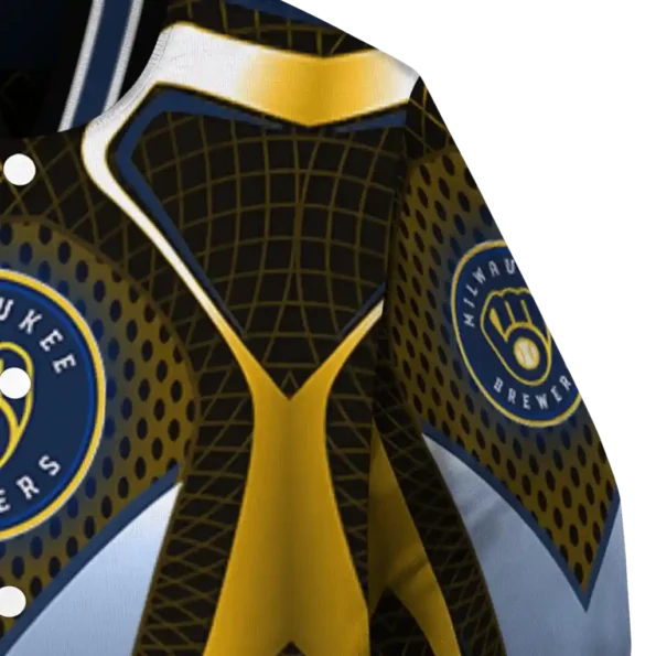 custom milwaukee brewers mesh chest gold crocs black varsity jacket premium grade