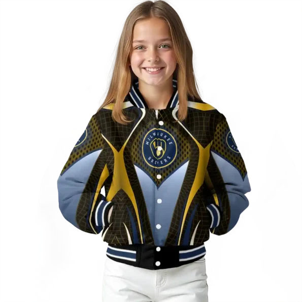 custom milwaukee brewers mesh chest gold crocs black varsity jacket top rated