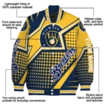 custom milwaukee brewers star burst navy blue varsity jacket best selling