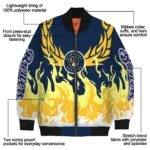 custom milwaukee brewers winged blaze navy blue white bomber jacket best selling