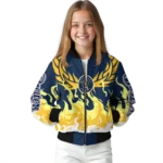 custom milwaukee brewers winged blaze navy blue white bomber jacket best selling