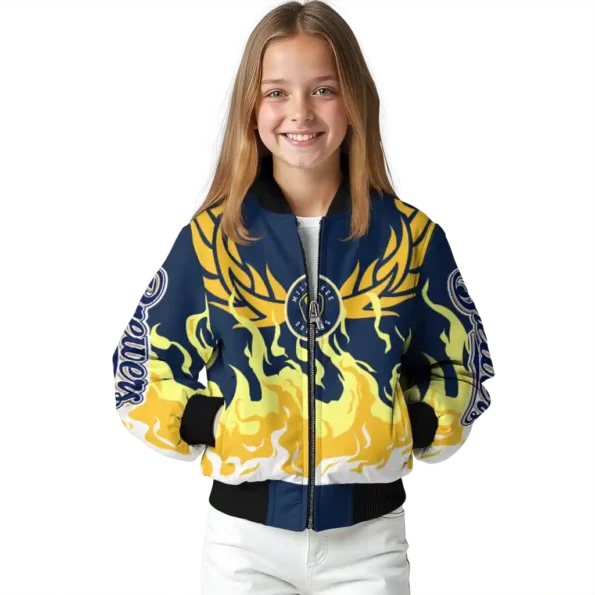 custom milwaukee brewers winged blaze navy blue white bomber jacket top rated