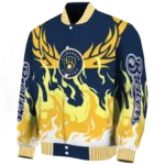 custom milwaukee brewers winged blaze navy blue white varsity jacket best selling