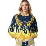 custom milwaukee brewers winged blaze navy blue white varsity jacket best selling