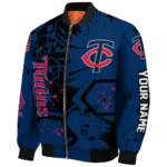custom minnesota twins hexagon cluster navy black bomber jacket best selling