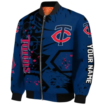 custom minnesota twins hexagon cluster navy black bomber jacket best selling