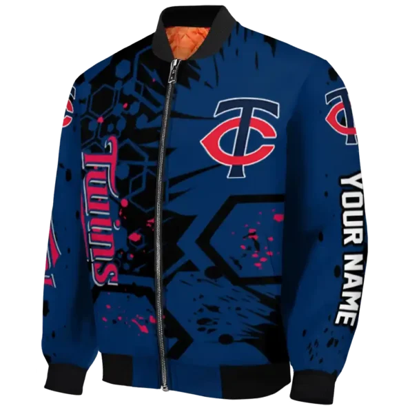 custom minnesota twins hexagon cluster navy black bomber jacket best selling