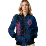 custom minnesota twins hexagon cluster navy black bomber jacket best selling