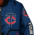 custom minnesota twins hexagon cluster navy black bomber jacket best selling
