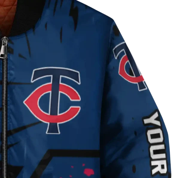 custom minnesota twins hexagon cluster navy black bomber jacket premium grade