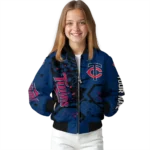 custom minnesota twins hexagon cluster navy black bomber jacket best selling
