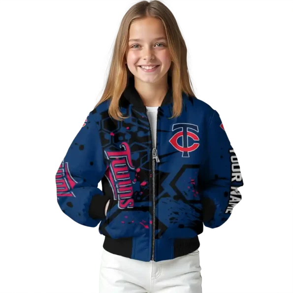 custom minnesota twins hexagon cluster navy black bomber jacket top rated
