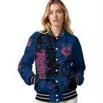 custom minnesota twins hexagon cluster navy black varsity jacket best selling