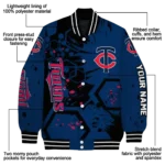 custom minnesota twins hexagon cluster navy black varsity jacket best selling
