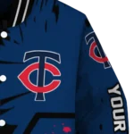 custom minnesota twins hexagon cluster navy black varsity jacket best selling
