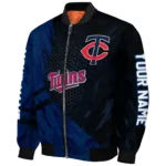 custom minnesota twins hexagon mesh navy black bomber jacket best selling