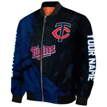 custom minnesota twins hexagon mesh navy black bomber jacket best selling