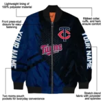 custom minnesota twins hexagon mesh navy black bomber jacket best selling